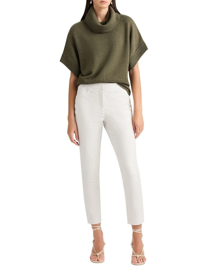 Roll Neck Gilet Knit Top in Pesto image 1