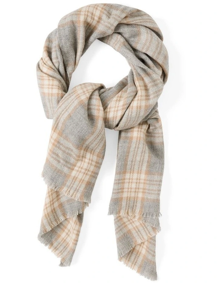 Trana Wool Blend Scarf in Neutral Check image 2