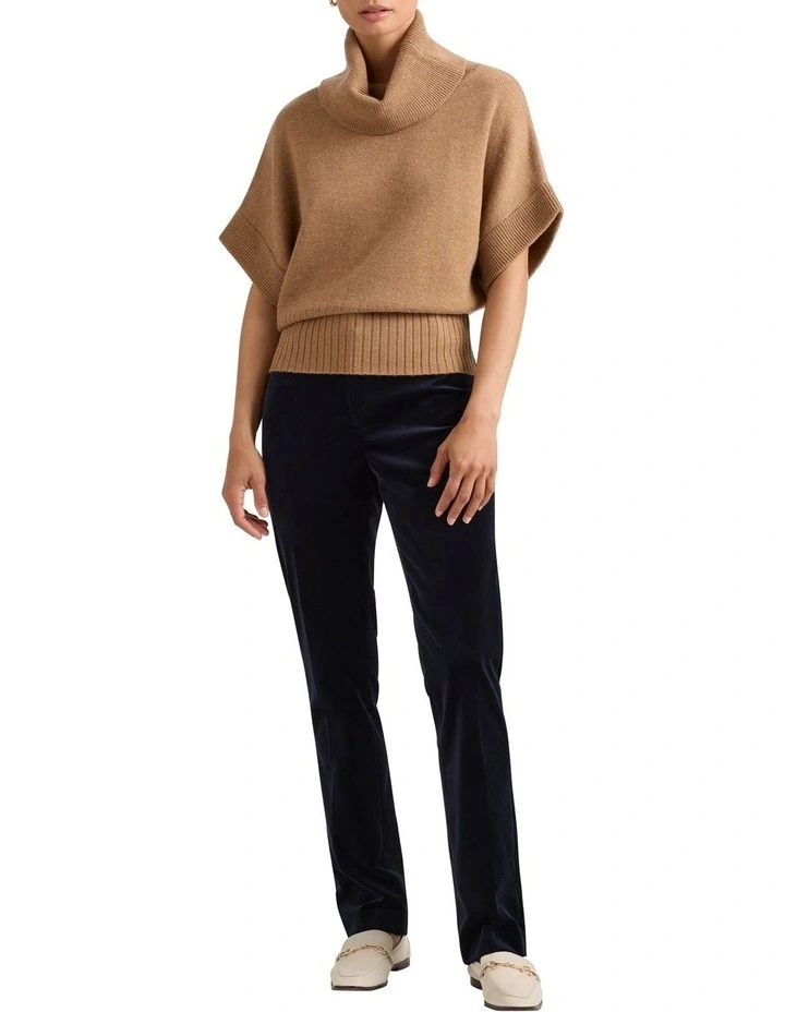 Roll Neck Gilet Jumper in Cashew image 2