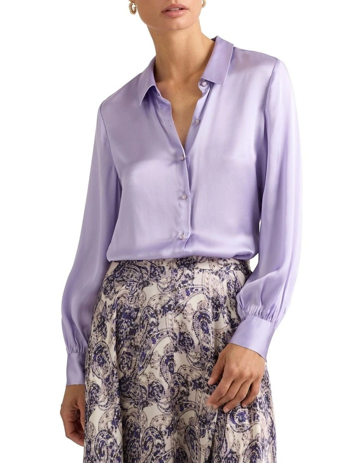 Ophelia Silk Shirt in Lilac image 1