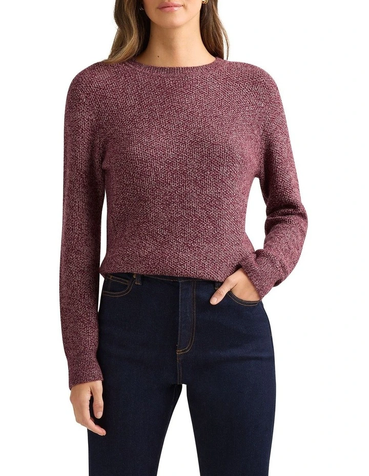 Moss Stitch Knit in Grape Melange image 1