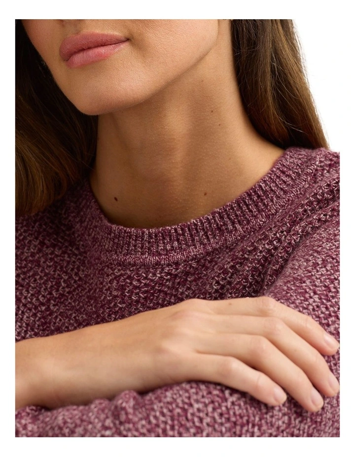Moss Stitch Knit in Grape Melange image 2