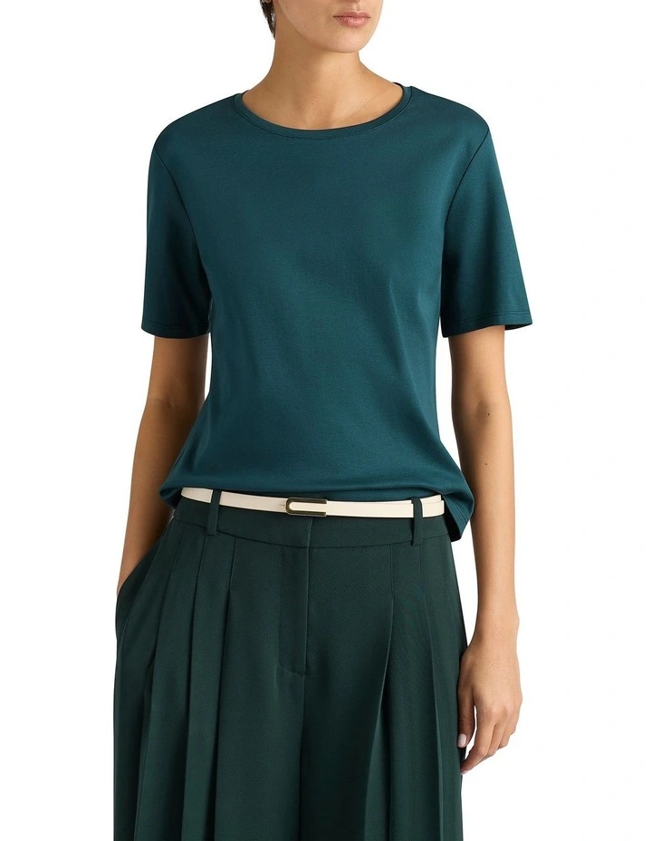 Misty Mercerised Cotton Tee in Peacock image 1