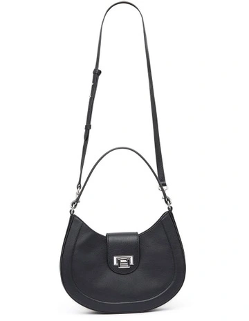 Dandy Leather Shoulder Bag in Black