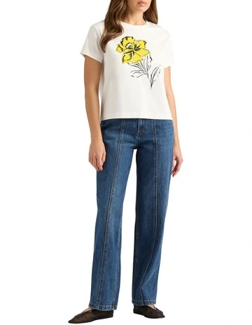 Theia Mercerised Cotton Tee in White