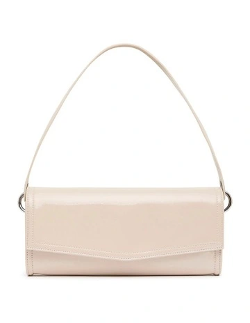 Roxy Patent Shoulder Bag in Beige