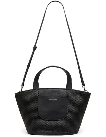 Menzia Raffia Tote Bag in Black