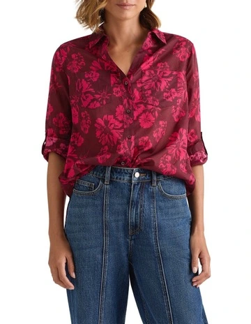 Soraya Cotton Shirt in Red