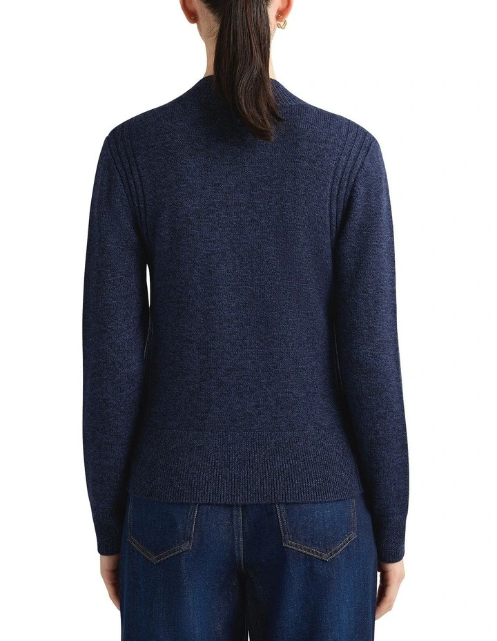 Zip Thru Merino Cardigan in Blueberry image 2