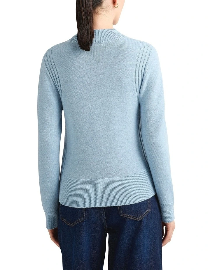 Zip Thru Merino Cardigan in Sky Blue image 2