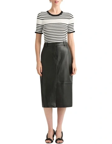 Emmanuel Leather Skirt in Black