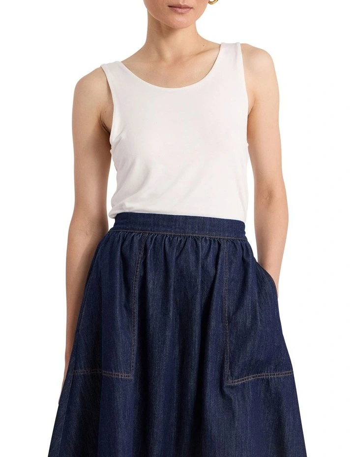 Betsy Two-way Bamboo Tank in White image 1