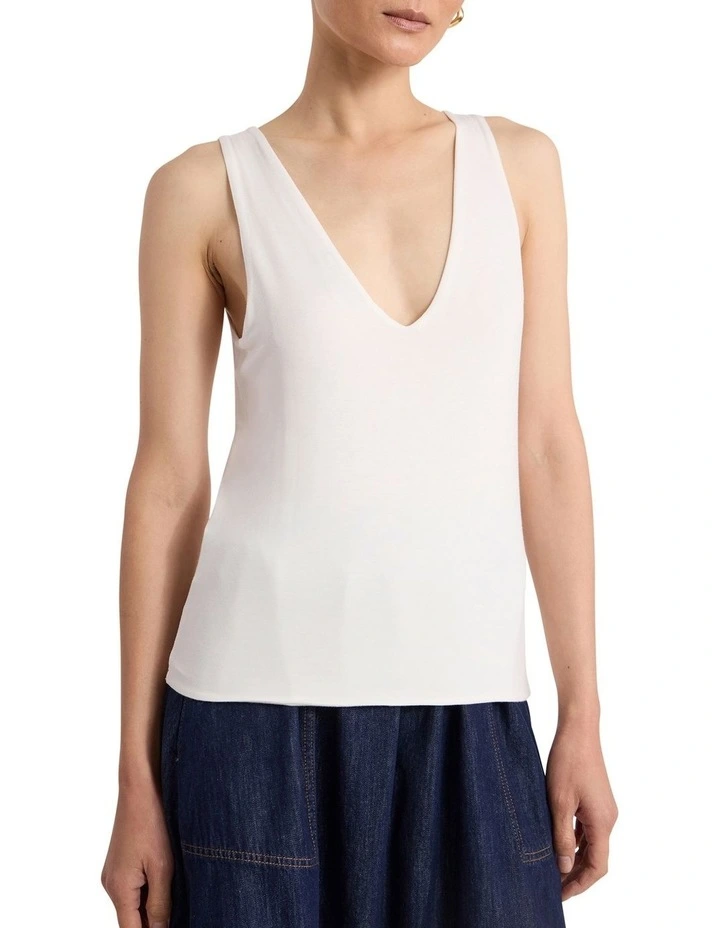 Betsy Two-way Bamboo Tank in White image 2