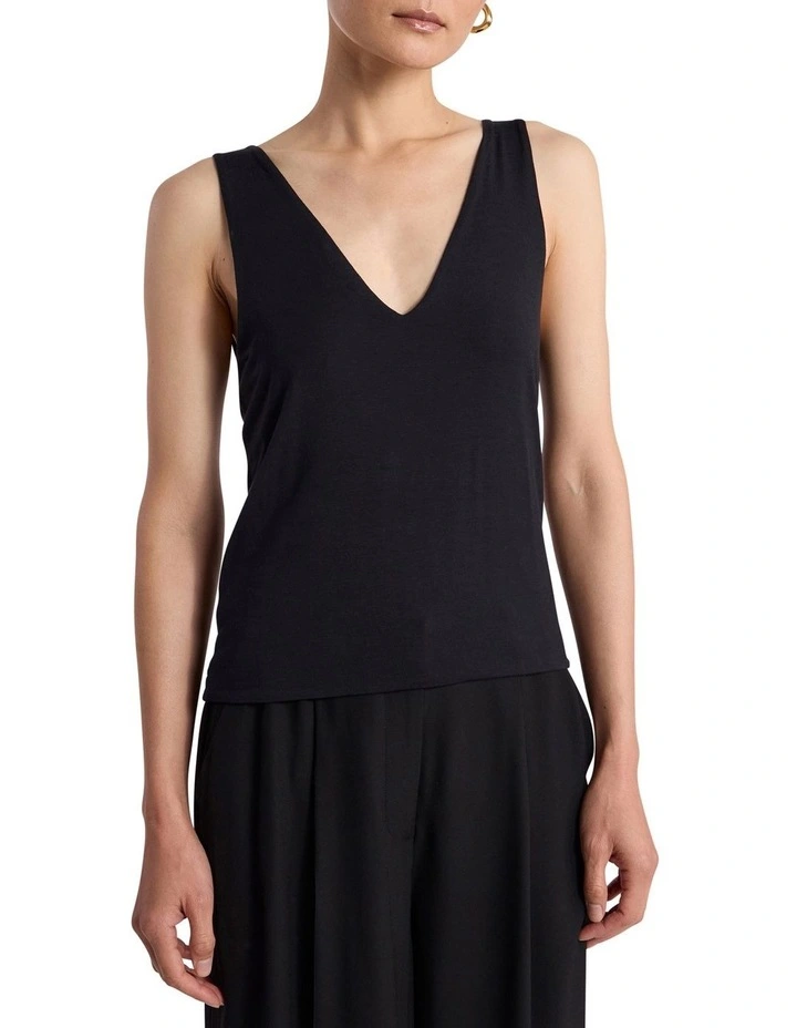 Betsy Two-Way Bamboo Tank in Black image 2