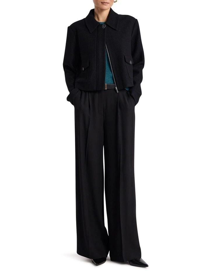 Cosmos Felted Wool Jacket in Black image 2