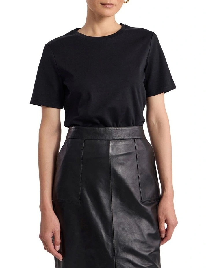 Misty Mercerised Cotton Tee in Black image 1