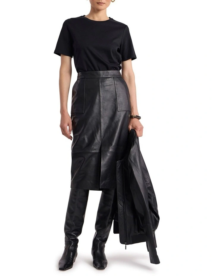 Misty Mercerised Cotton Tee in Black image 2