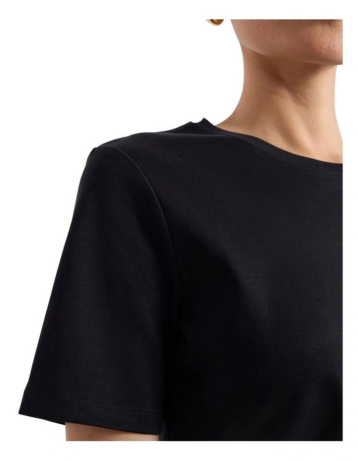 Misty Mercerised Cotton Tee in Black image 3
