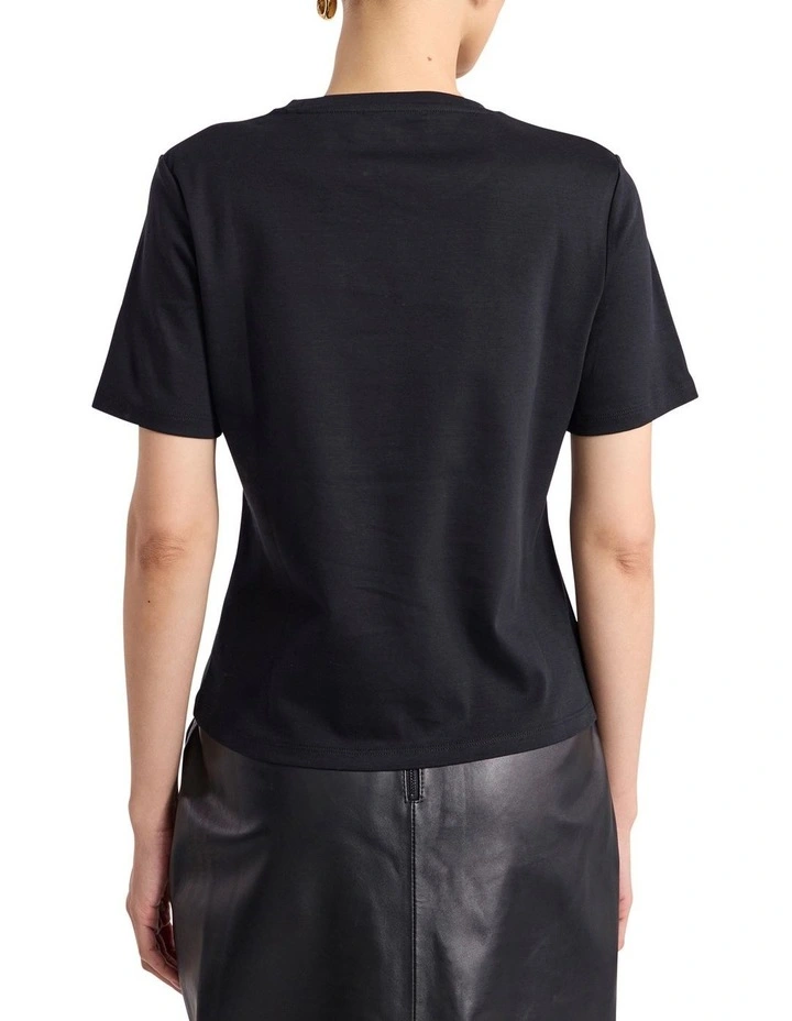 Misty Mercerised Cotton Tee in Black image 4