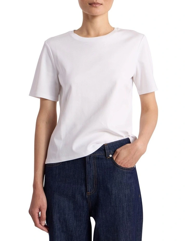 Misty Mercerised Cotton Tee in Ivory image 1