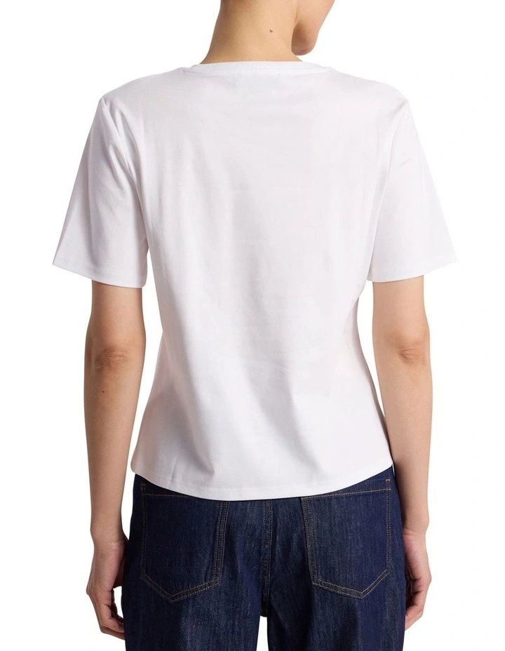 Misty Mercerised Cotton Tee in Ivory image 4