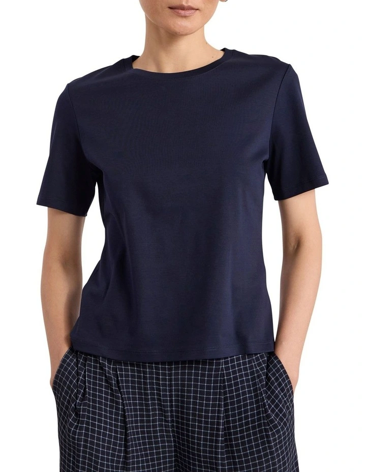 Misty Mercerised Cotton Tee in Navy image 1