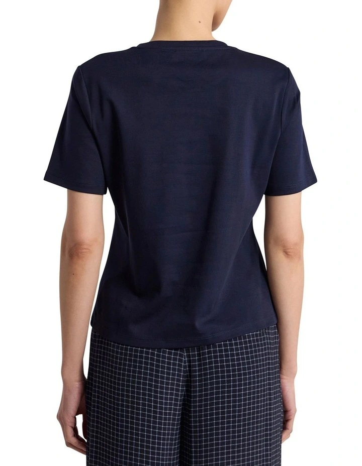 Misty Mercerised Cotton Tee in Navy image 4