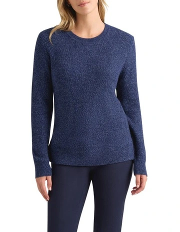 Moss Stitch Knit in Denim Melange