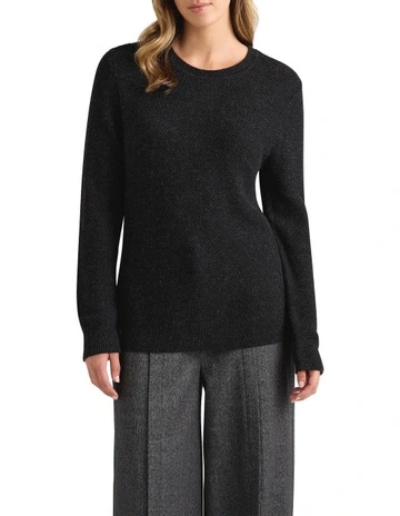 Moss Stitch Knit in Black Melange