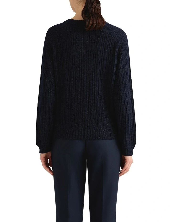 Watson Wool Cable Knit in Navy Sparkle image 2