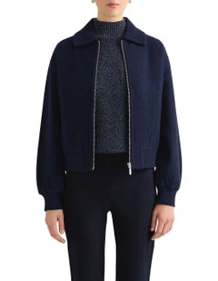 Wendy Felted Wool Bomber in Navy