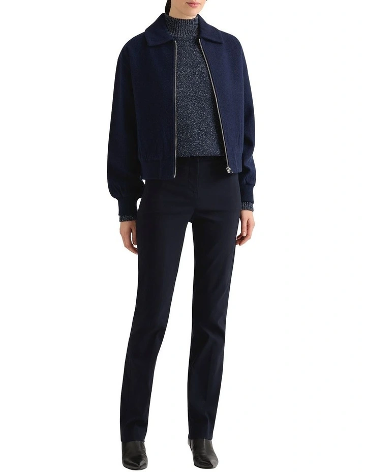 Wendy Felted Wool Bomber in Navy image 3