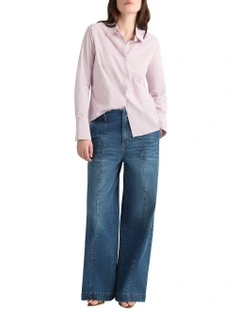 Meyline Cotton Shirt in Mauve Stripe