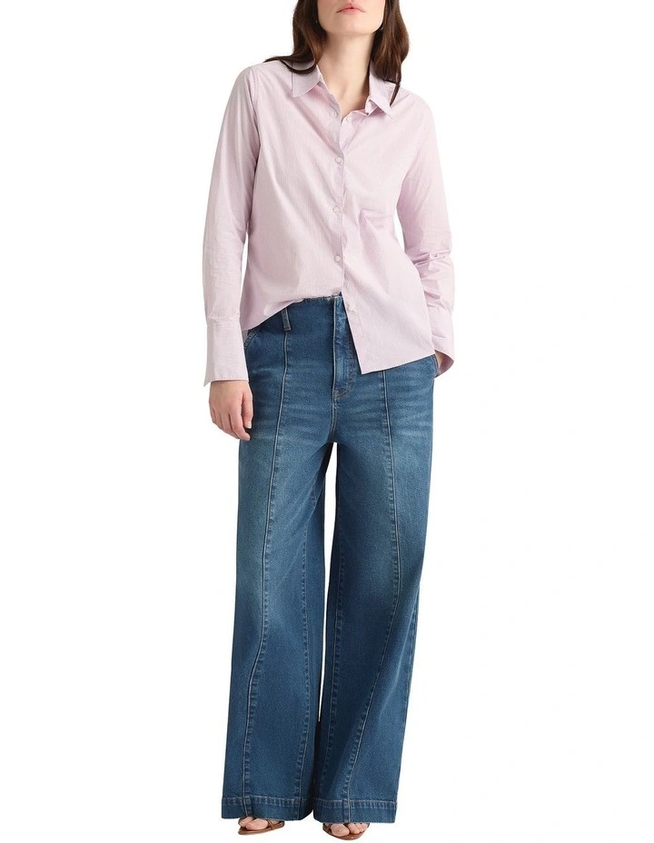 Meyline Cotton Shirt in Mauve Stripe image 1