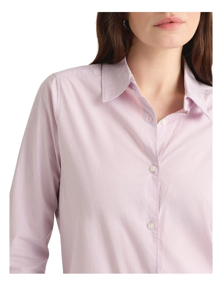 Meyline Cotton Shirt in Mauve Stripe image 3