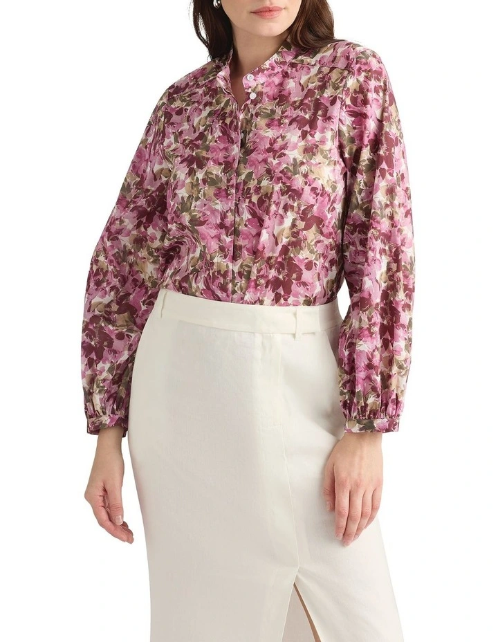 Tessano Cotton Blouse in Mauve Multi image 3