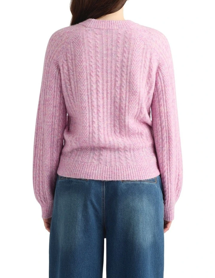 Magnus Cable Knit in Mauve Melange image 2