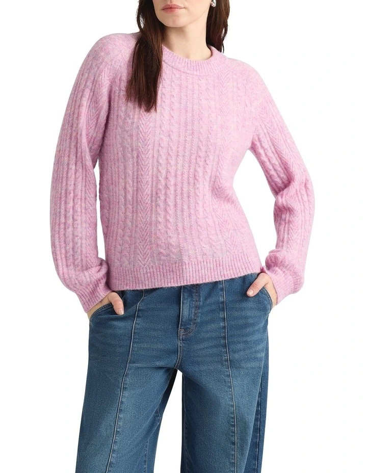 Magnus Cable Knit in Mauve Melange image 3