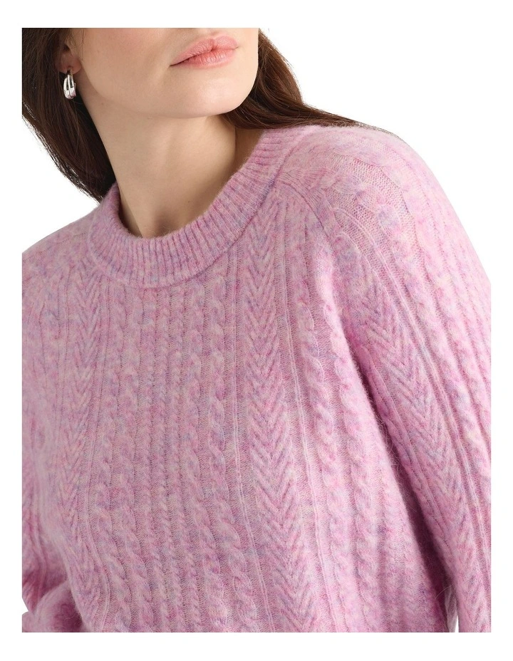 Magnus Cable Knit in Mauve Melange image 4