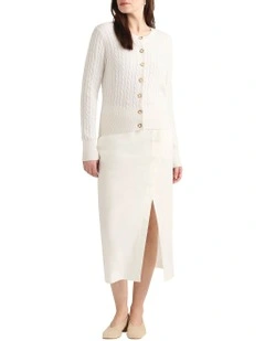 Perle Wool Blend Cardigan in Ivory