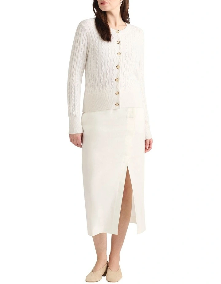 Perle Wool Blend Cardigan in Ivory image 1