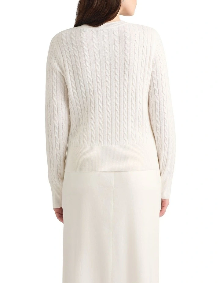 Perle Wool Blend Cardigan in Ivory image 2