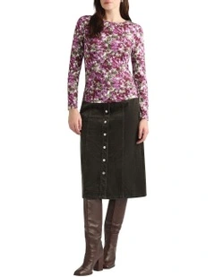 Cove Corduroy Skirt in Dark Army