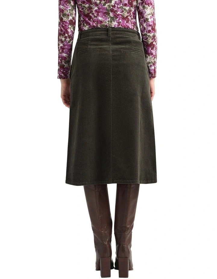 Cove Corduroy Skirt in Dark Army image 2