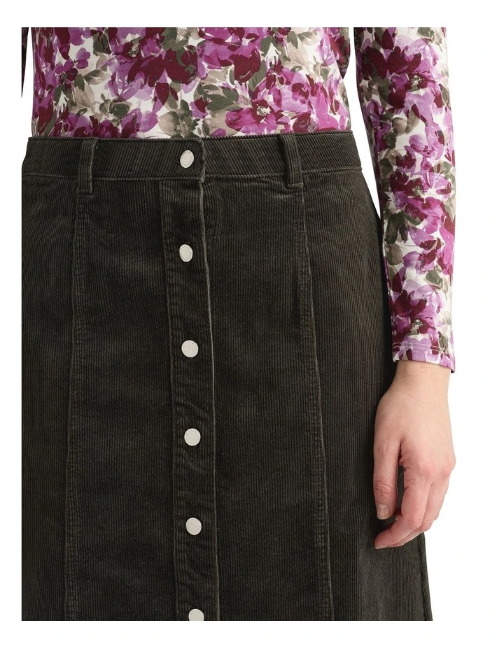 Cove Corduroy Skirt in Dark Army image 4
