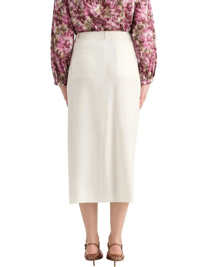 Janis Linen Blend Column Skirt in Ivory image 2