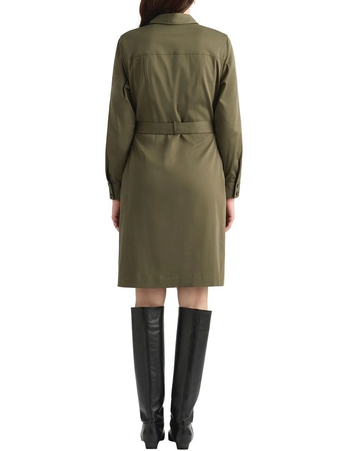Marabel Cotton Sateen Dress in Army Green image 2