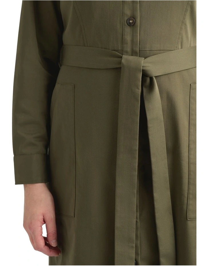 Marabel Cotton Sateen Dress in Army Green image 4