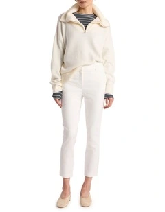 Sarah Compact Cotton Pant in White