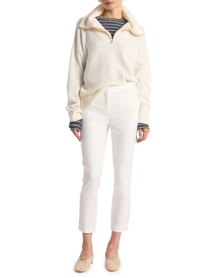 Sarah Compact Cotton Pant in White image 1
